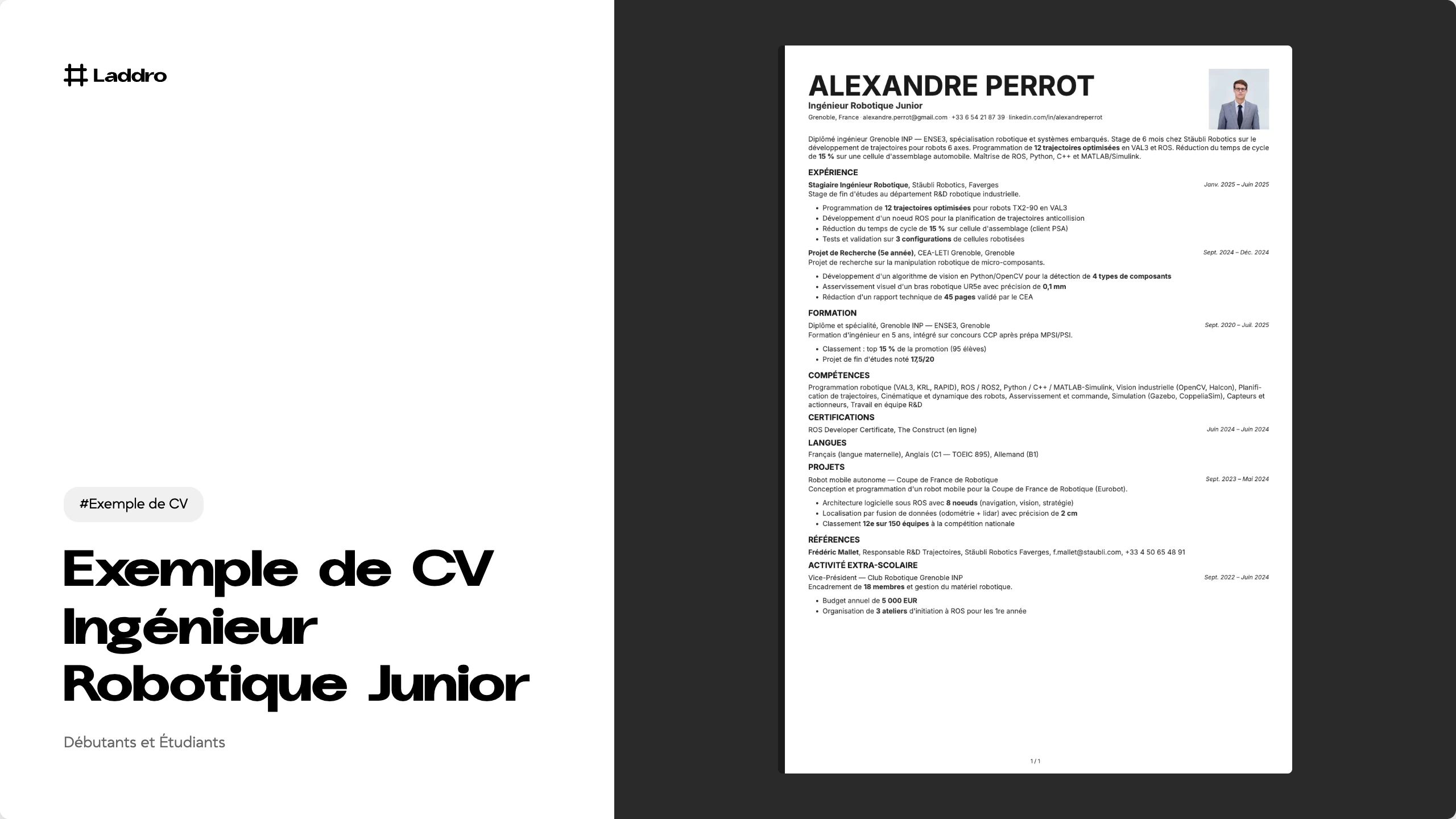 Exemple de CV Ingénieur Robotique Junior 2026 · Télécharger et modifier ...