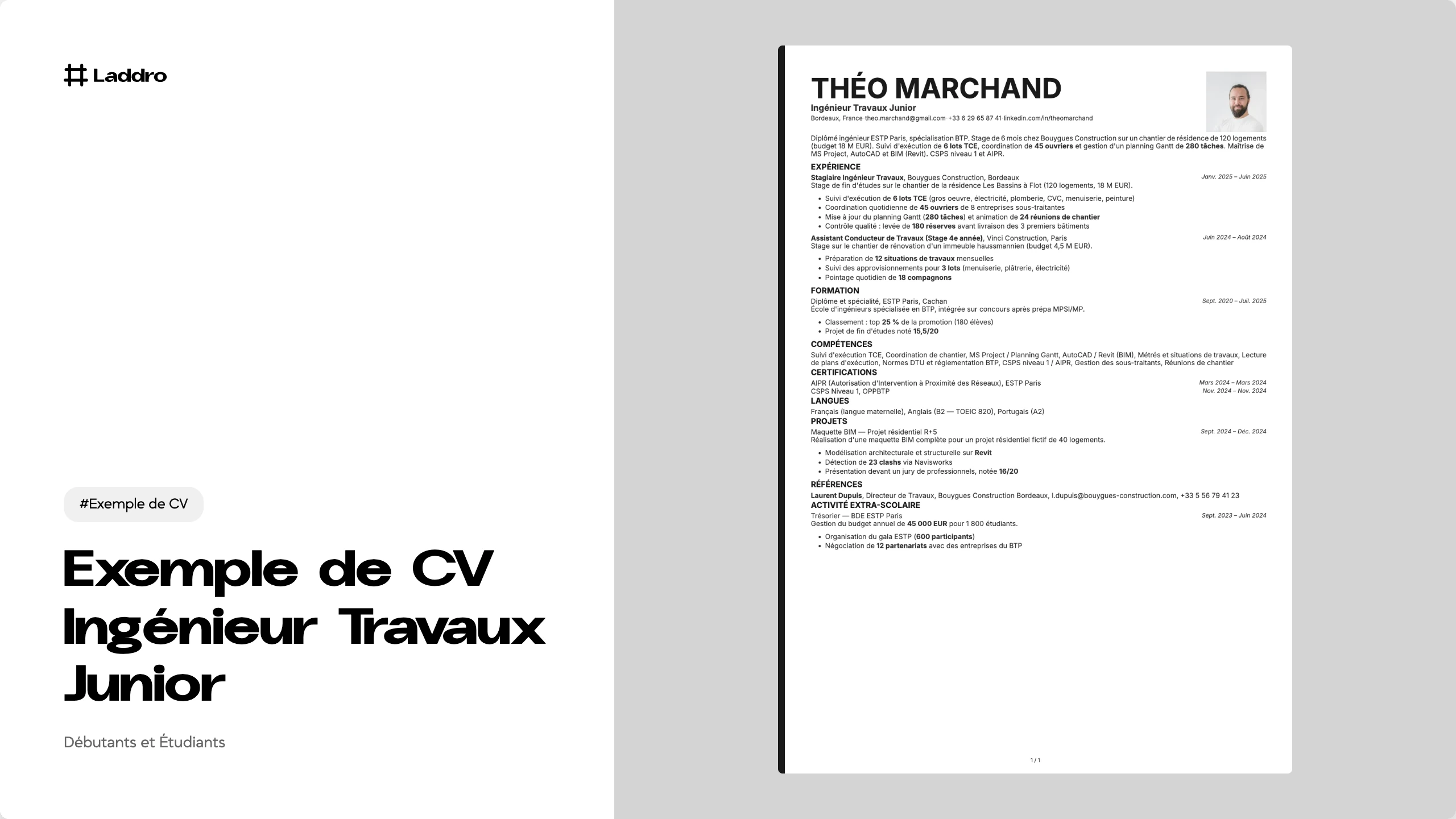 Exemple de CV Ingénieur Travaux Junior 2026 · Télécharger et modifier ...