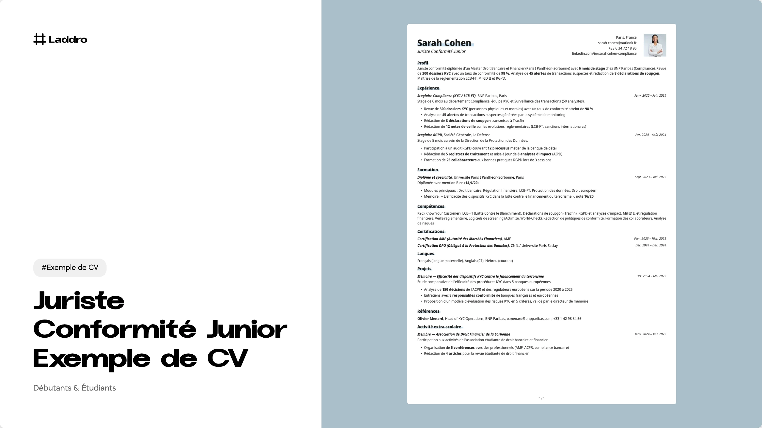 Juriste Conformité Junior Exemple de CV 2026 · Télécharger et modifier ...