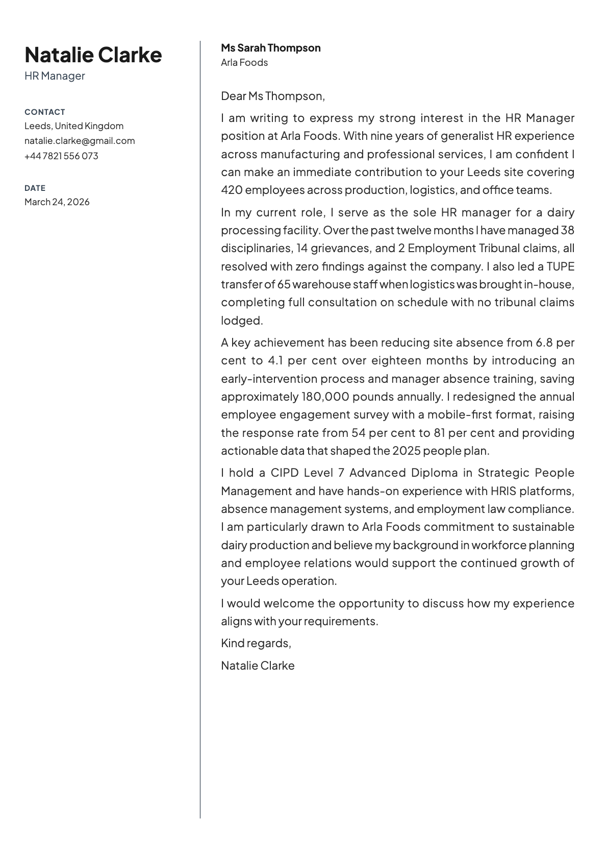 Birch cover letter template