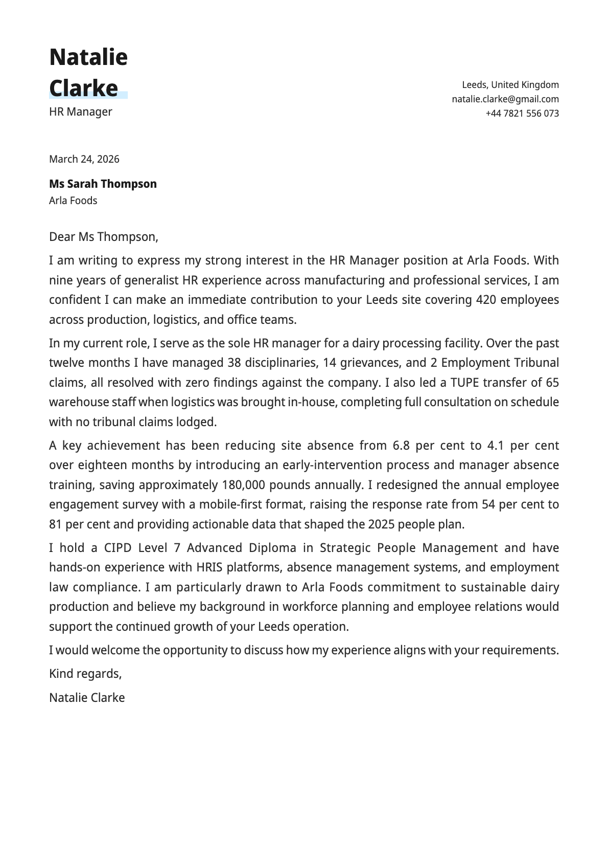Copper cover letter template