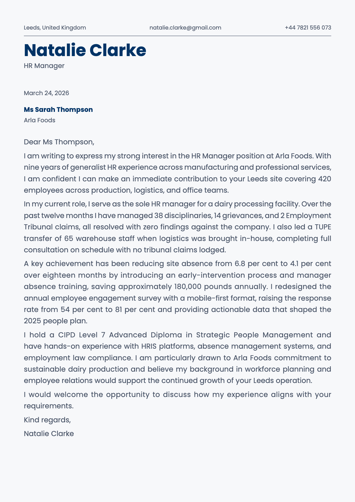 Fern cover letter template